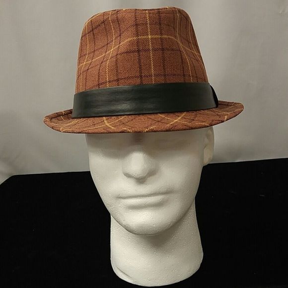 MEN'S MONTIQUE STINGY BRIM PLAID FEDORA HAT. - Picture 2 of 7